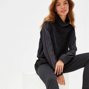 Adidas Black Suede Crop Sweatshirt